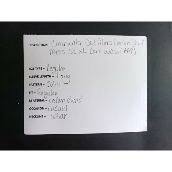 Clear Water Outfitters Denim Shirt Men's Size XL Dark Wash - Picture 7 of 7